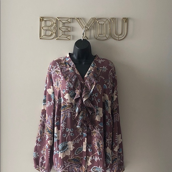 Chico's Elegant Floral Fabric in Brown and Blue - Picture 4 of 10